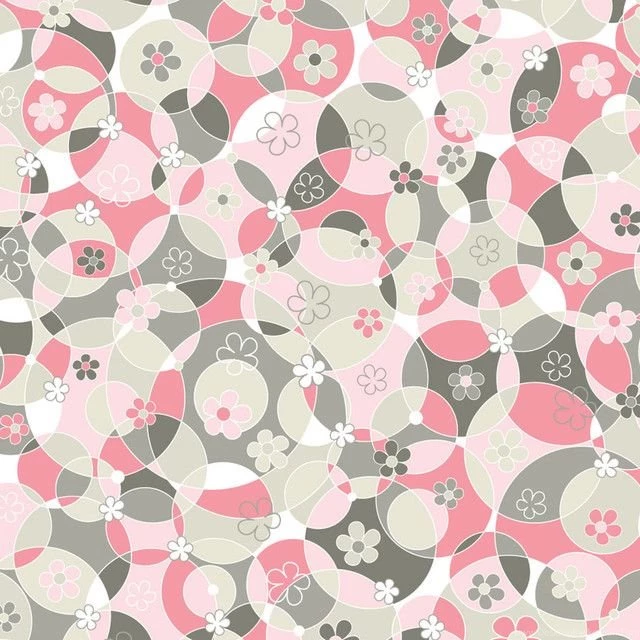 Circles And Daisies Pink Gray Wall Mural Contemporary ...