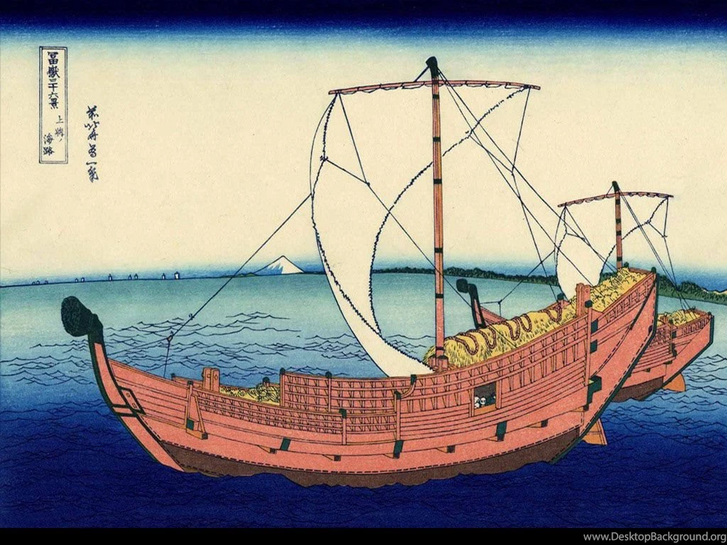 My Free Wallpapers Artistic Wallpapers : Hokusai Sea Route Of ...