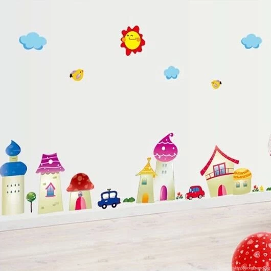 Aliexpress.com : Buy Cartoon Castle Village Removable Vinyl Wall ...
