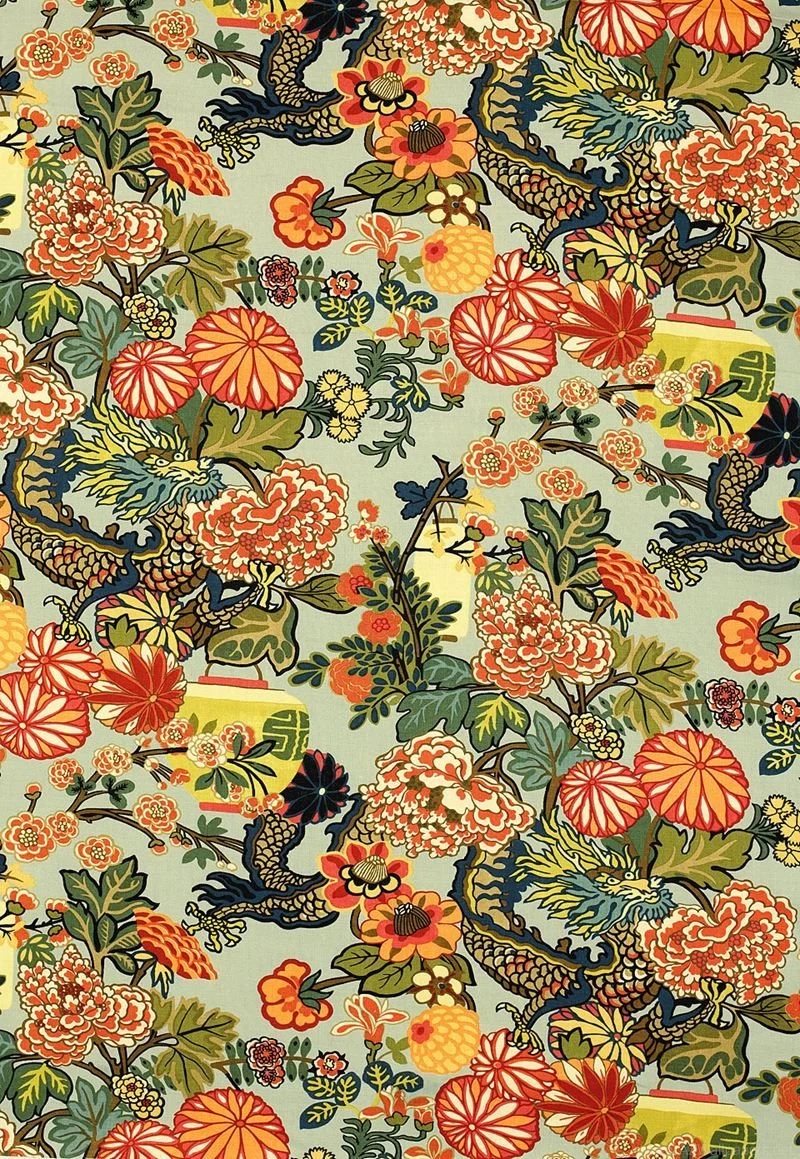 173270 Chiang Mai Dragon Aquamarine By FSchumacher Fabric