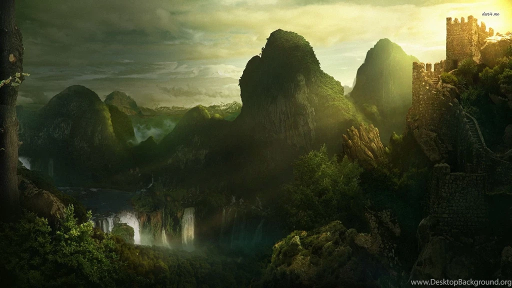 Breathtaking Waterfall, Mountain, Wall, Forest, Tree, Sky, Fantasy ...