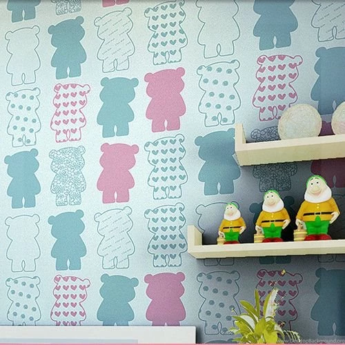 Silver Wallpapers Little Bear Non Woven Fabric Wallpapers Wall ...
