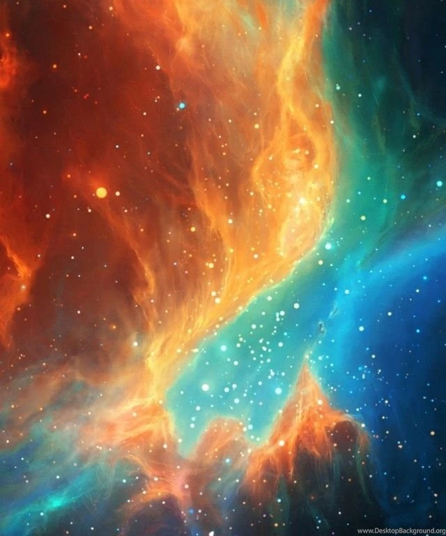 Orange Blue Colorful Nebula Illustration HD Wallpapers