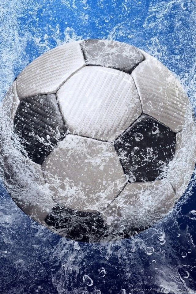Download Water Splashed On A Soccer Ball Wallpapers For iPhone 4