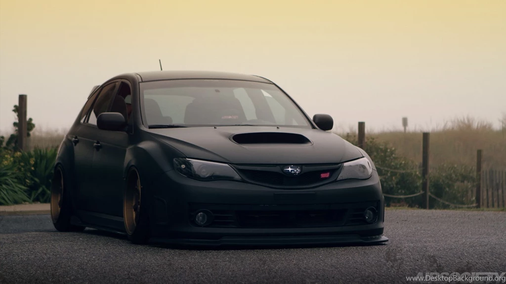Airsociety subaru wrx sti matte black work emotion bagged air ...