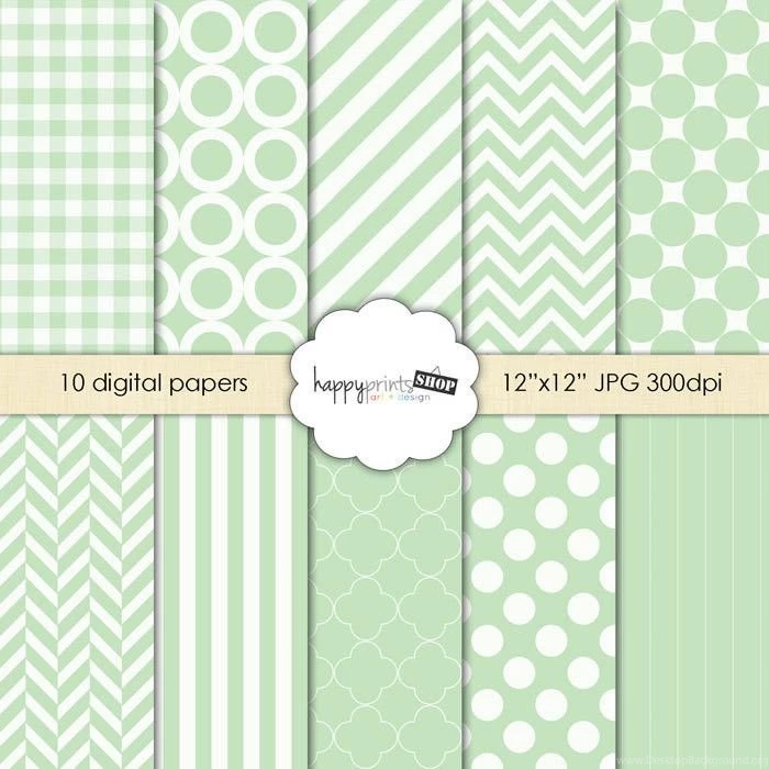 INSTANT DELIVERY   Digital Paper Pack: Mint Green In Chevron ...