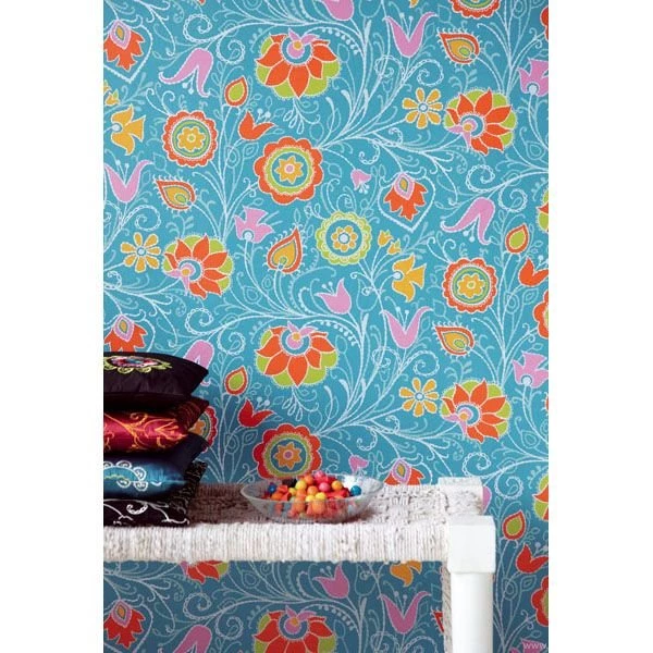 314023 Blue Primitive Jacobean   Eijffinger Wallpapers