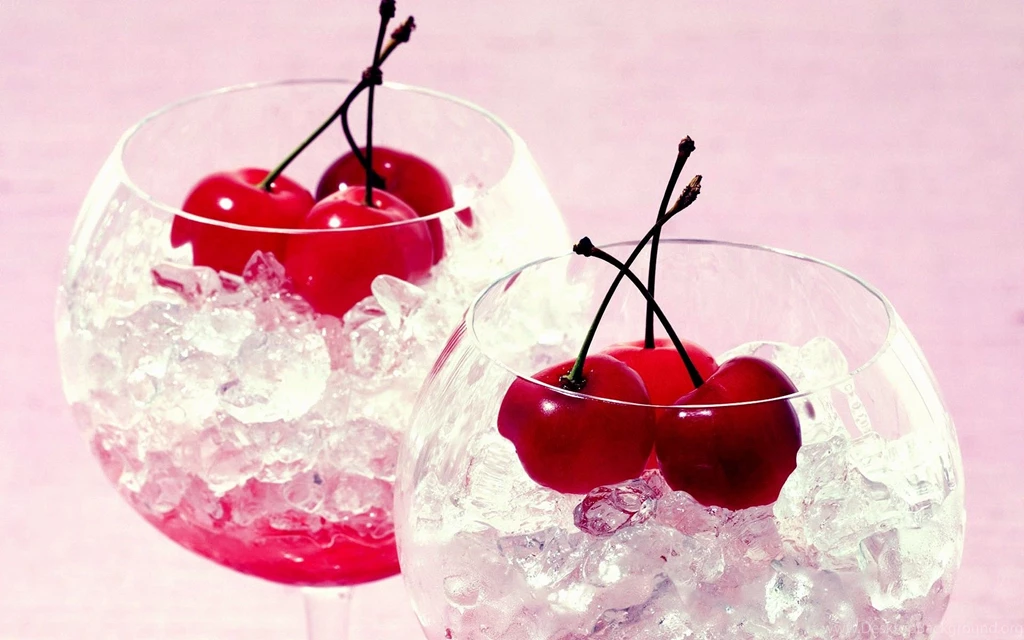 Ice Glass Fruits Cherries Wallpapers