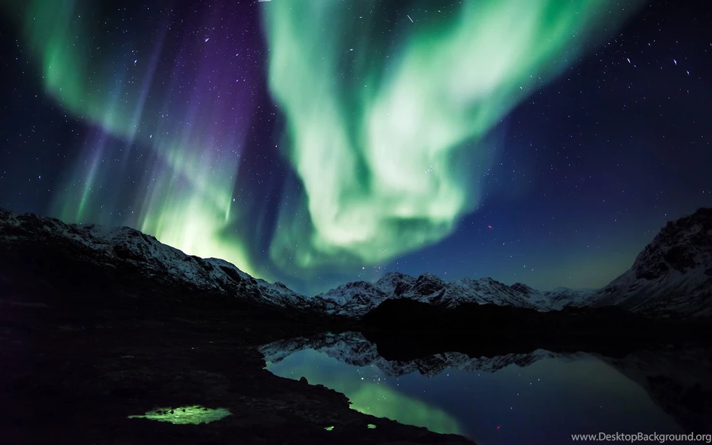 Aurora Borealis Northern Lights Night Green Stars Mountains ...