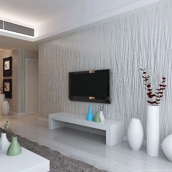 Fashion 10M Non Woven Flocking Vertical Stripe Wallpapers Rolls For ...