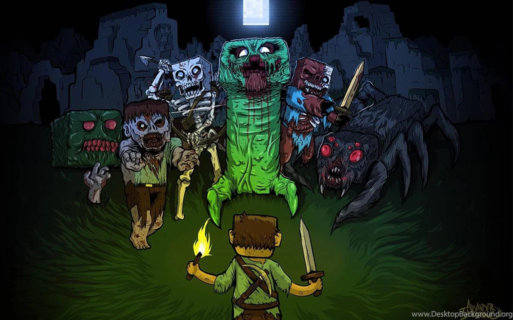 Undead Zombies Mine Creeper Minecraft Artwork Spiders Notch Craft ...