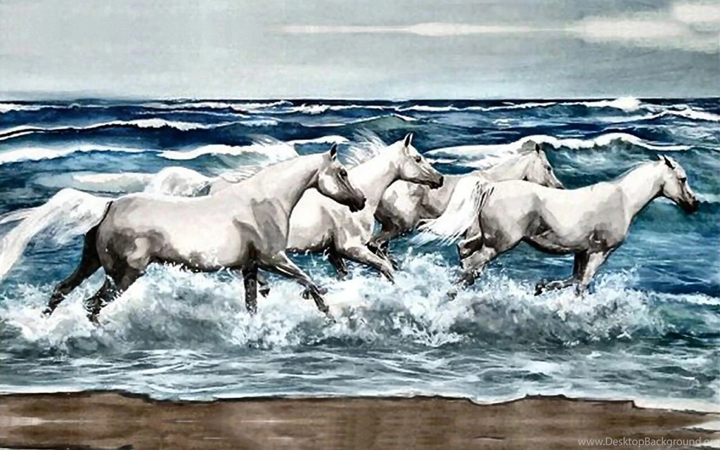 Horses Running Horses F2 Equine Ocean Painting Surf Freedom Animal ...