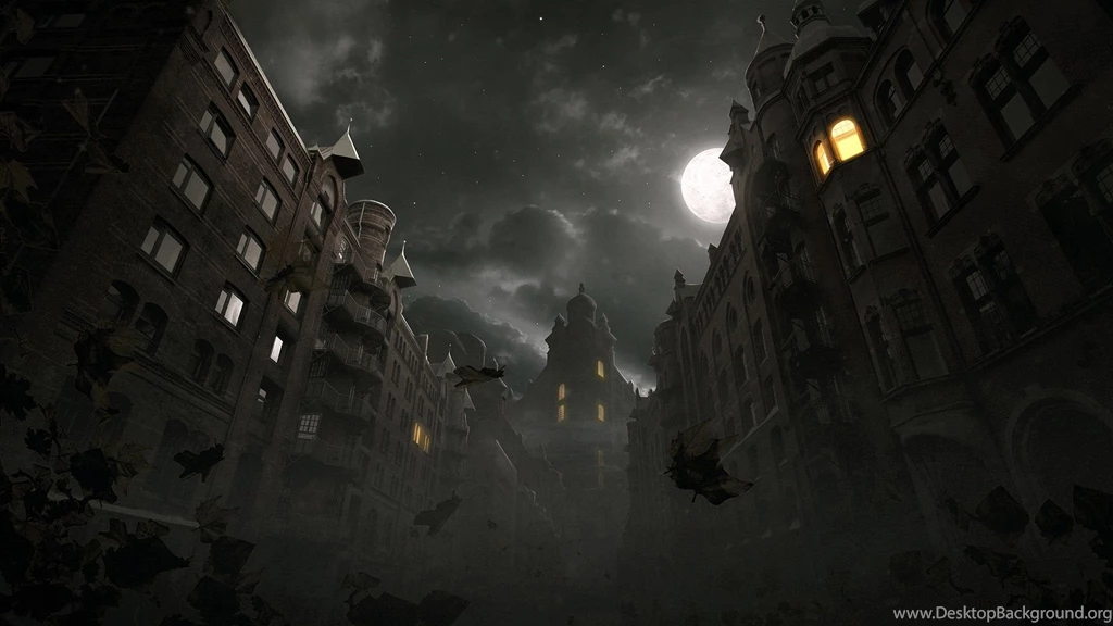 Horror Cityscapes Night Leaves Artwork