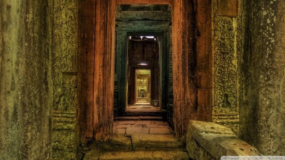 Passageway Inside Temple, Cambodia HD Desktop Wallpapers : High ...