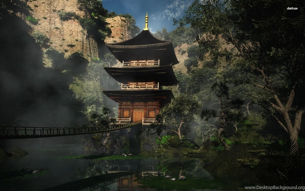 Chinese Temple And Bridge Wallpapers Digital Art Wallpapers