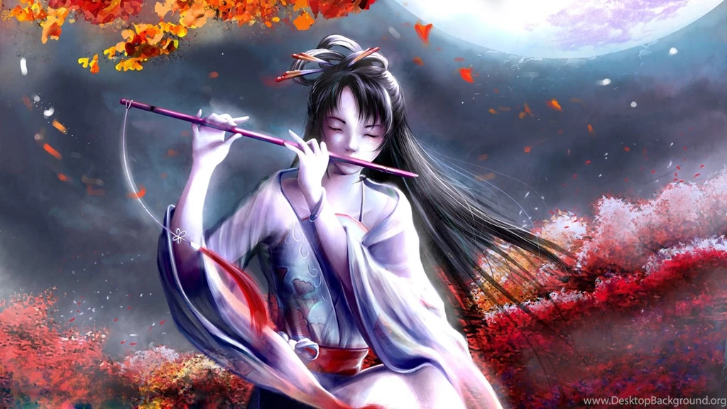 Japanese Woman Plays The Flute Wallpapers And Images Wallpapers ...