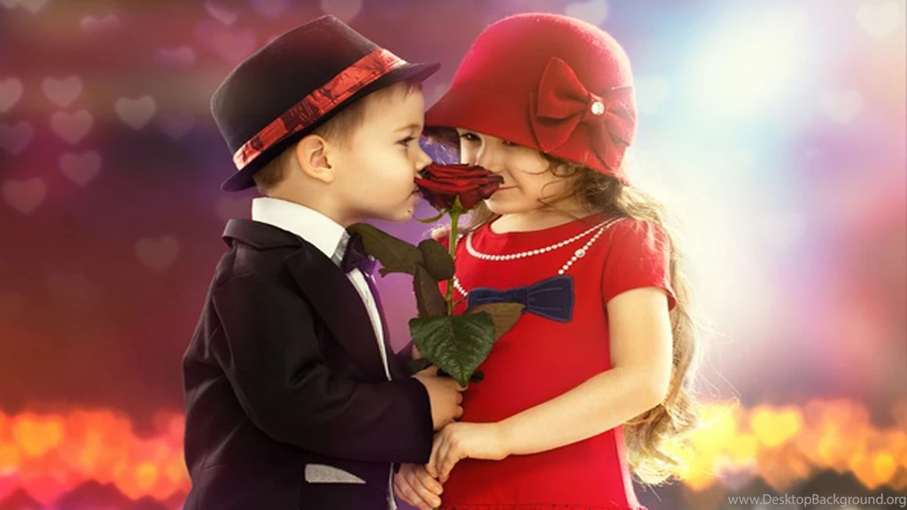 Cute Kids Couple Rose In Hand Lovely Wallpapers   DreamLoveWallpapers