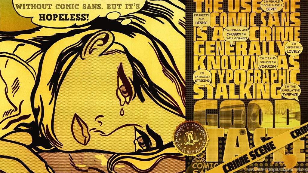 Wallpapers Roy Lichtenstein Police Tape Comic Sans Typefaces ...