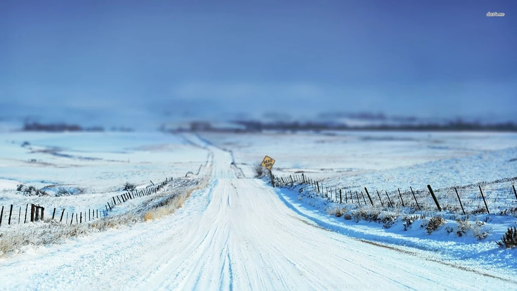 Dead End On The Snowy Road Wallpapers Nature Wallpapers