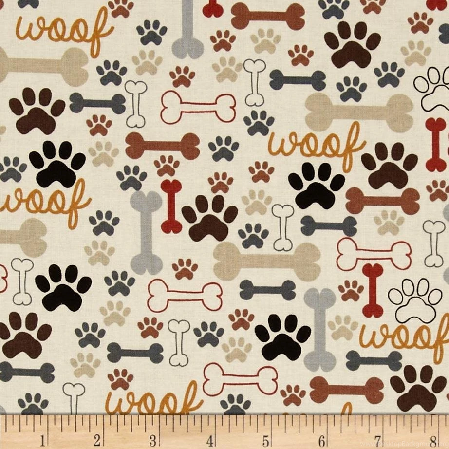 Timeless Treasures Dog Bones & Paw Prints Cream   Discount ...