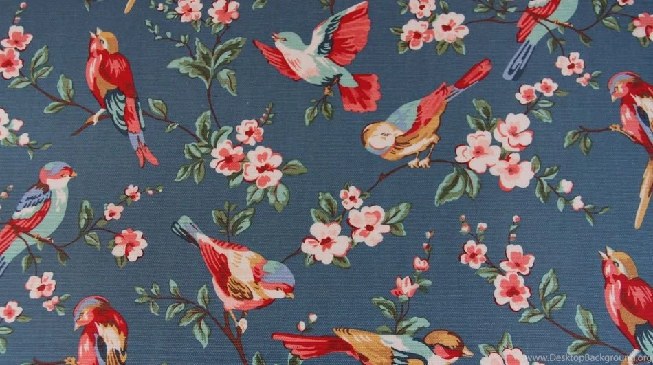 2896 Cath Kidston British Birds Dark Blue Oilcloth By Boqinana