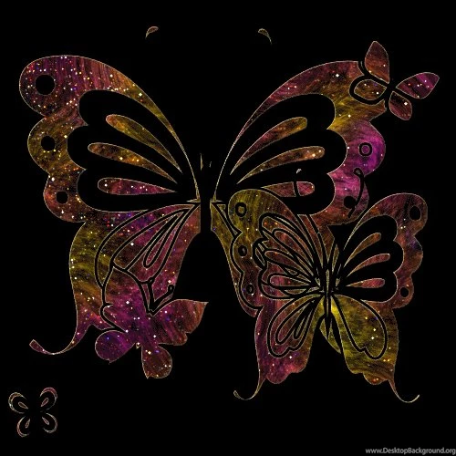 All Graphics » Glittering Butterflies In Dark Graphic