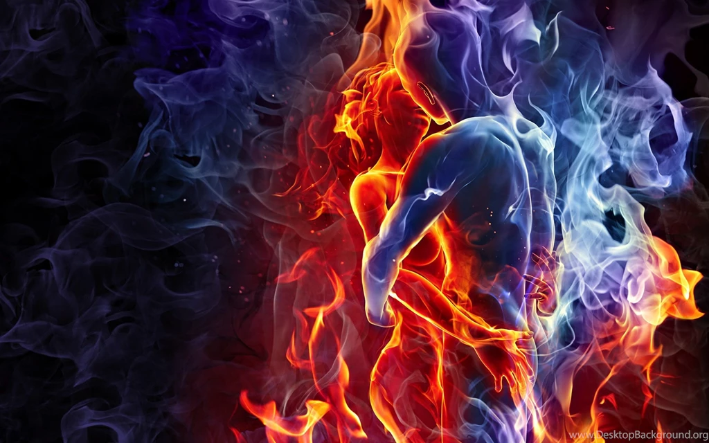 Wallpapers Man On Fire Love Kiss Woman Silhouette Smoke Opposites ...