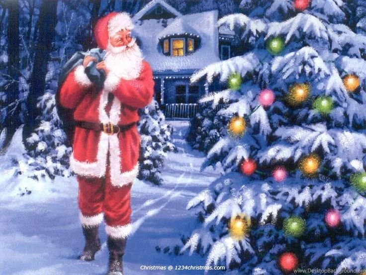 Christmas Tree Santa Claus Desktop Wallpapers