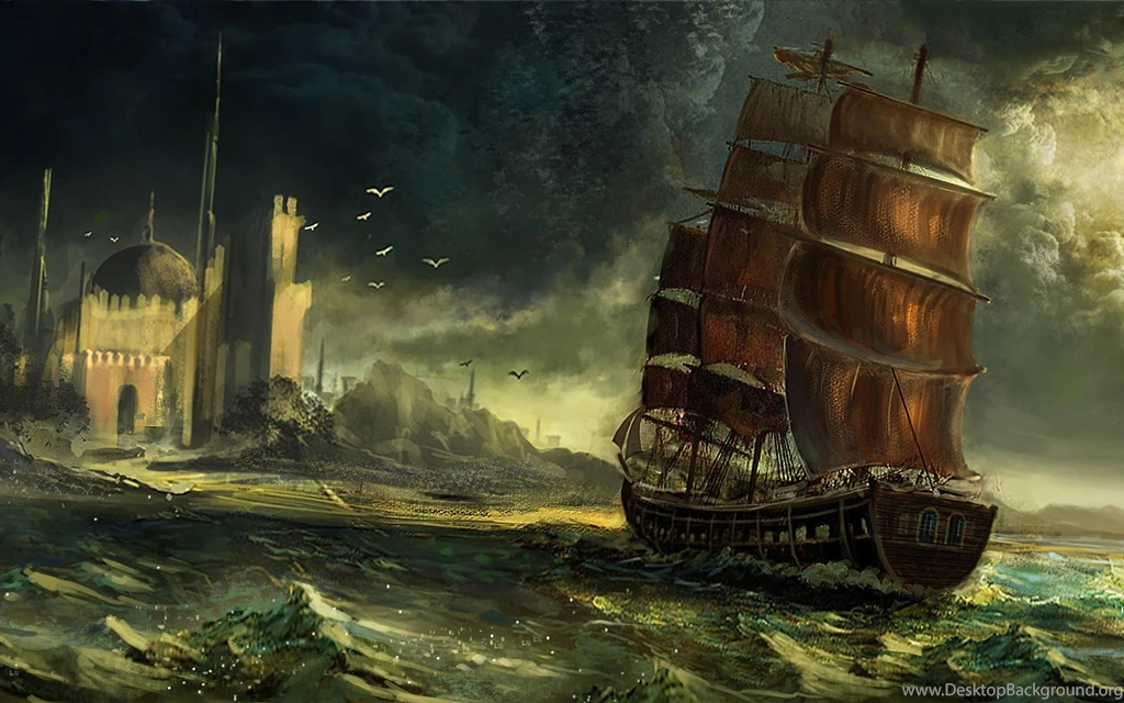 Pirate Ship In The Strom Wallpapers HD