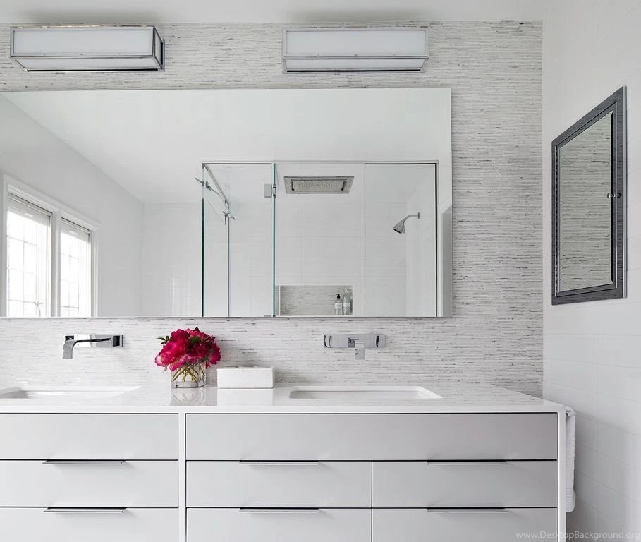 Modern Master Bathroom With Interior Wallpapers By Claire Paquin ...