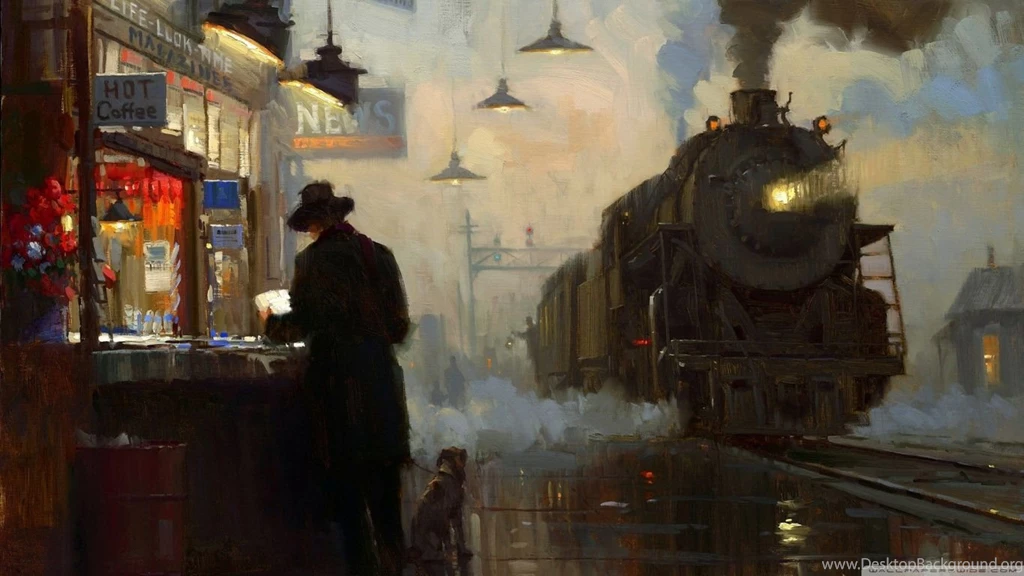 Train Station Painting HD Desktop Wallpapers : Widescreen : High ...
