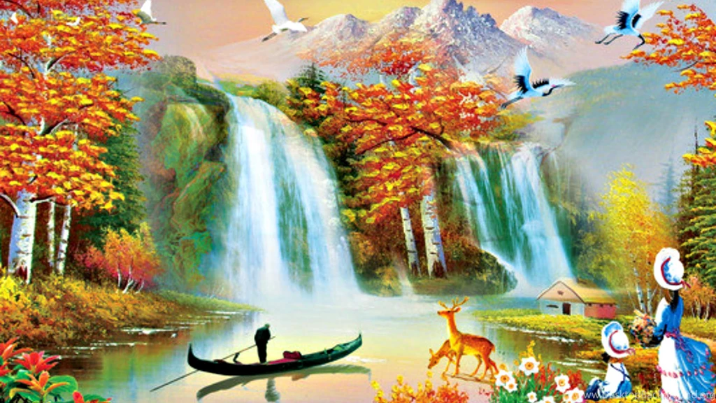 Beautiful_waterfalls_art_boat_painting_ultrahd wallpaper.jpg