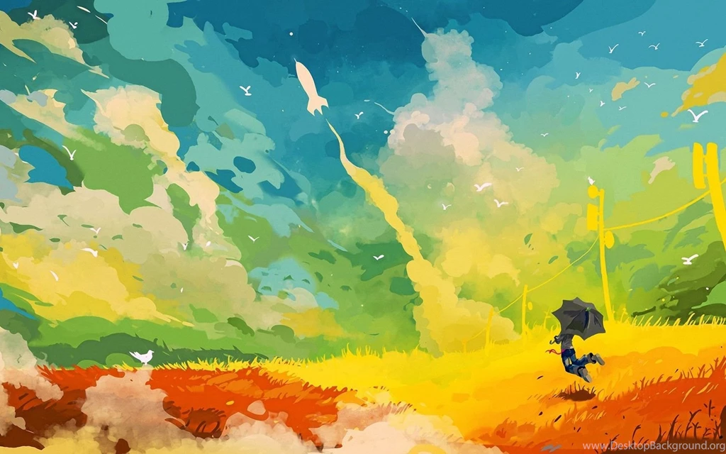 Buy Painting Of A Man With An Umbrella HD Wallpapers Online In ...