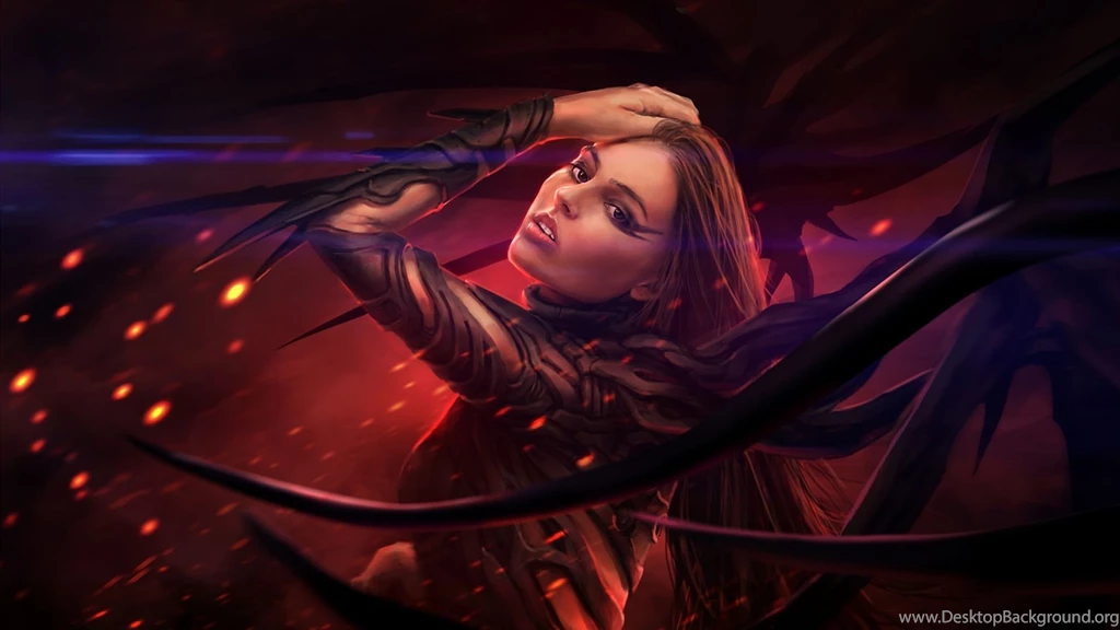 Girl, Armor, On Fire, Costume, Spikes, Make Up, Fantasy Girl, Art