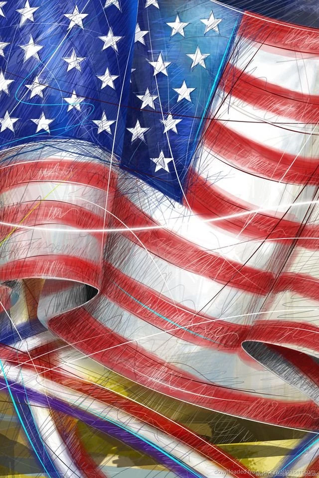 Download Hand drawn American Flag Wallpapers For iPhone 4