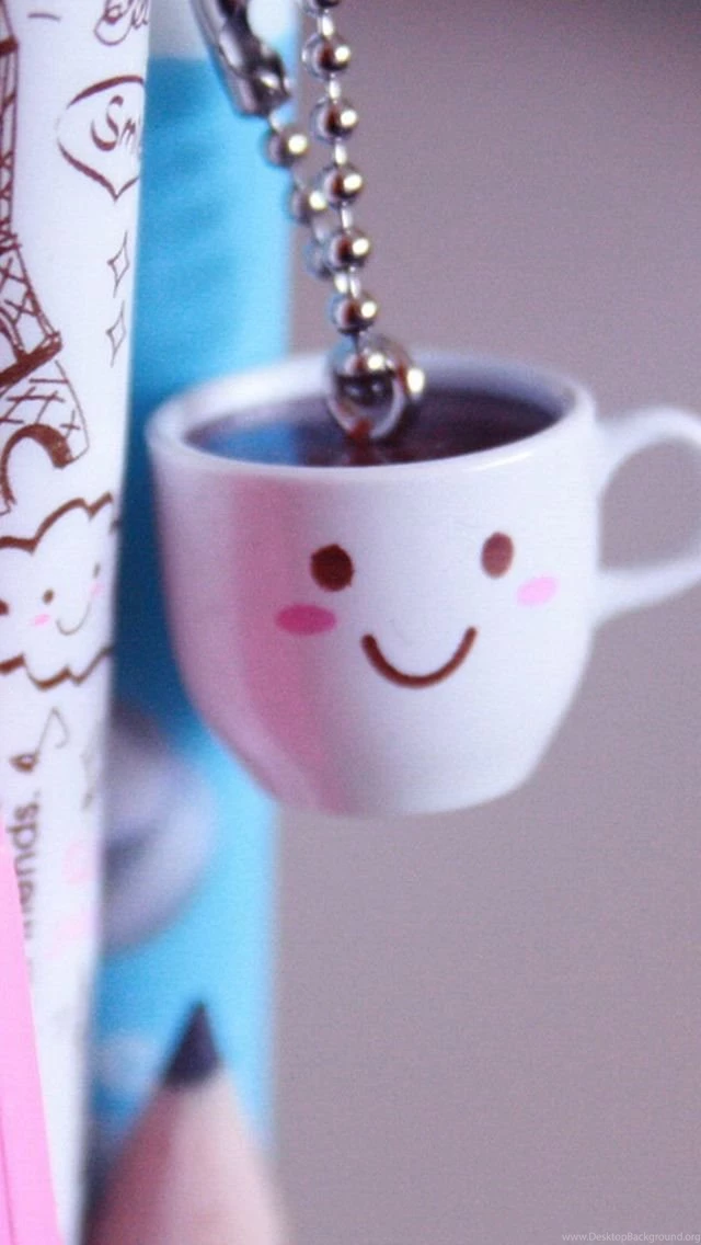 Cute Coffee Cup Beside Pen iPhone 5s Wallpapers Download