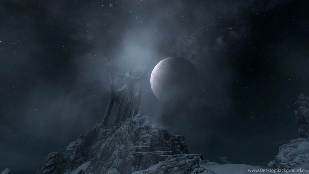Skyrim Elder Scrolls Moon Stars Statue Wallpapers
