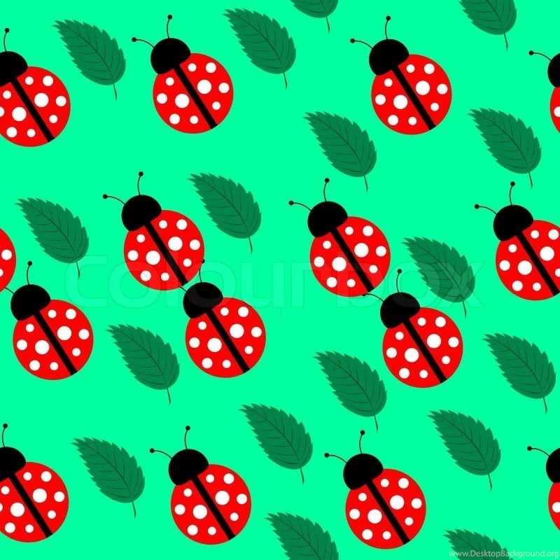 Seamless Backgrounds With Leaves And Ladybird For Your Design ...