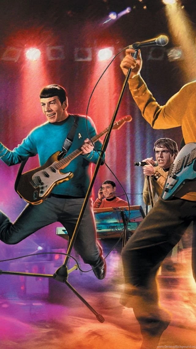 Star Trek Crew Playing Instruments iPhone 5 Wallpapers