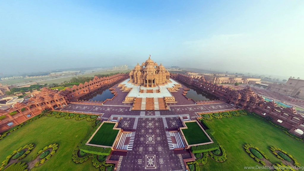 HD Backgrounds Beautiful Akshardham Temple Panorama Top View Indian ...