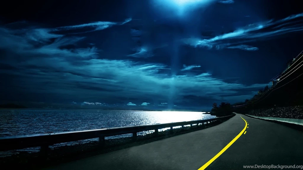 Coastal Road At Night Desktop Wallpapers