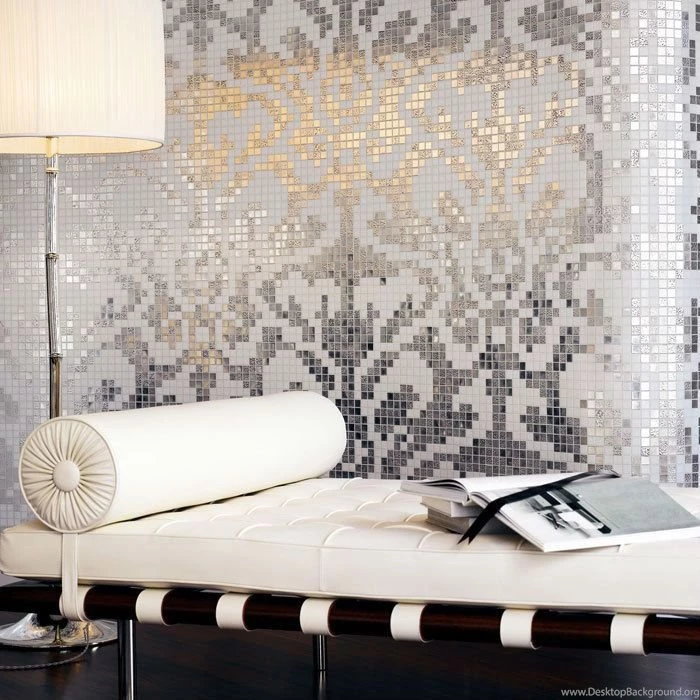 Glass Mosaic Tile Patterns Silver And Cream White Wallpapers ...