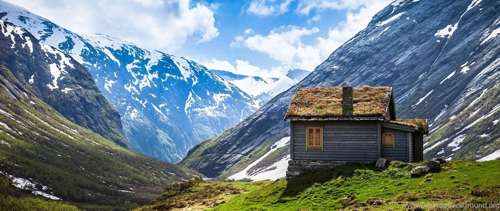 Download Wallpapers 2560x1080 Mountain Lodge, Top, Snow 2560x1080 ...