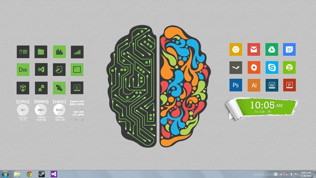 My Take On The Left/right Brain Concept. : Rainmeter