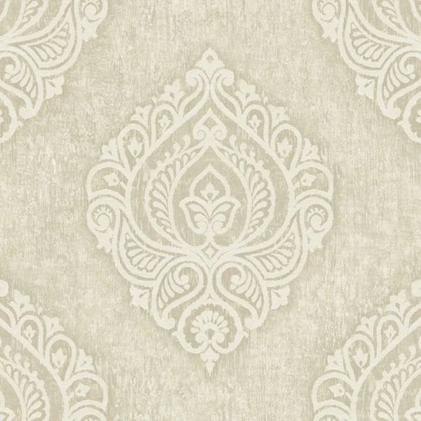 OM91207 Beige Damask Medallion Theodor Raymond Waites Wallpapers