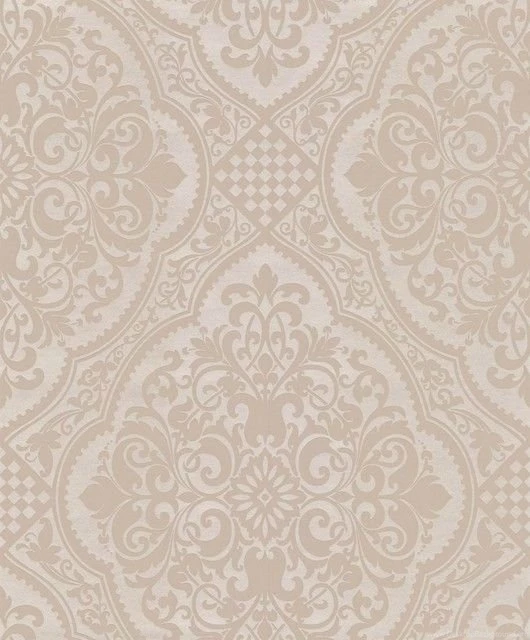 Century Classic Lacey Damask Wallpaper, Beige, Offwhite ...