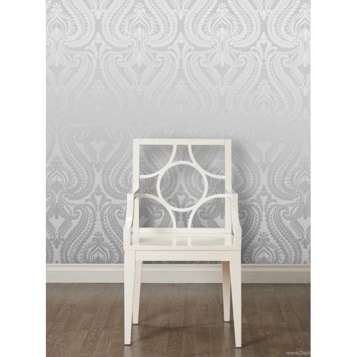 I Love Wallpaper™ Shimmer Damask Wallpapers Soft Grey / Silver ...
