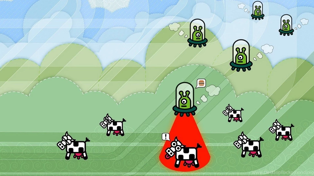 Cow Abduction, Vector, Art, Aliens, Ufo, Minimalistic, 1920x1080 ...