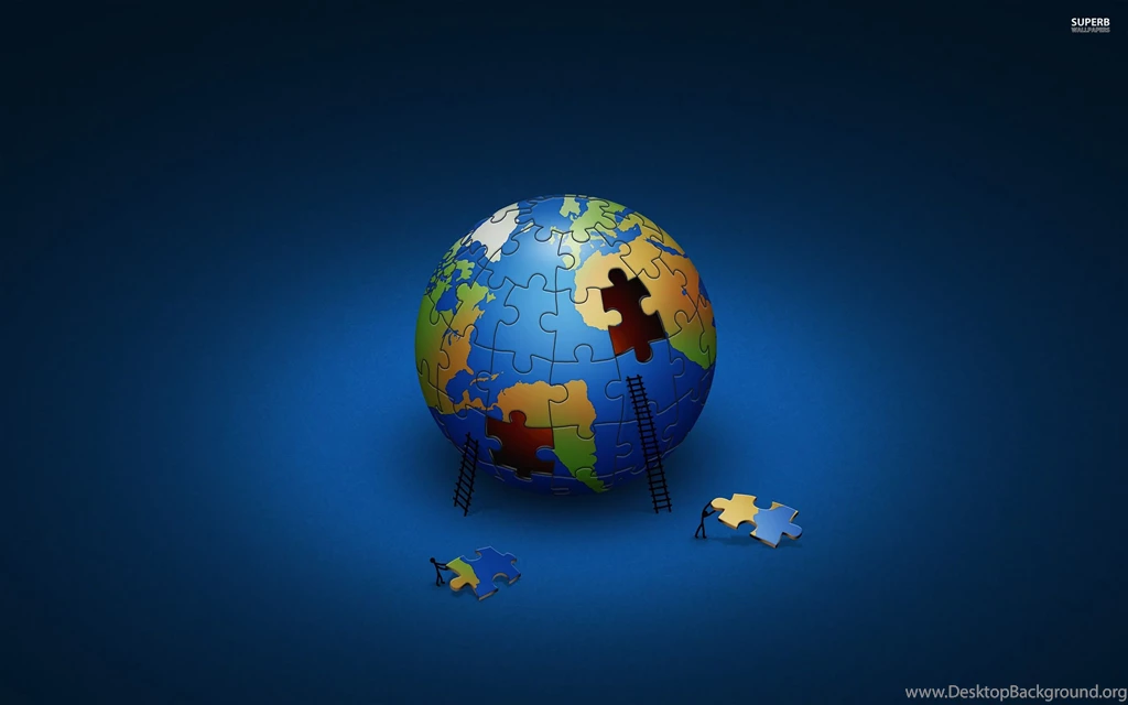 Puzzle Globe, Earth, Piece, Ladder, Digital art, 2560x1600 HD ...