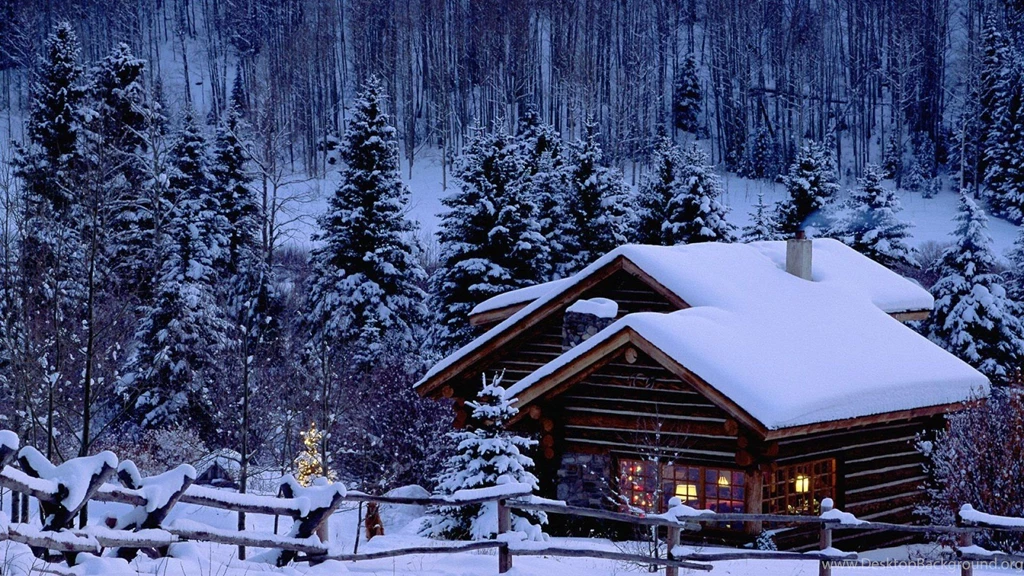 Christmas Shack In Woods Desktop Wallpapers Christmas (